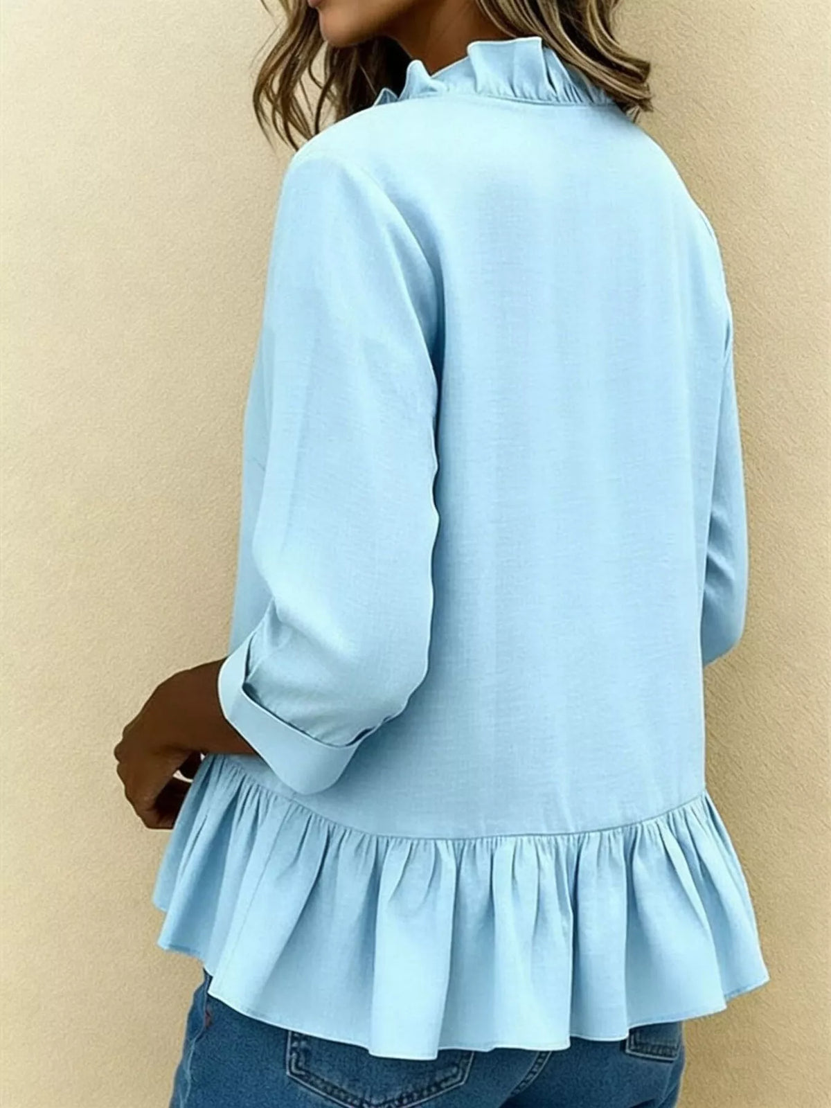 Full Size Ruffled V-neck Long Sleeve Blouse Plus (7)