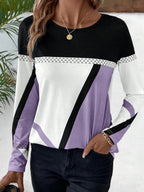 Contrast Round Neck Long Sleeve T-shirt (9)