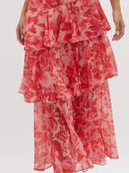 V-neck Sleeveless Floral Print Layered Ruffle Maxi Dress (2)