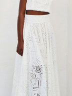 Eyelet Lace Top Maxi Skirt Set (13)