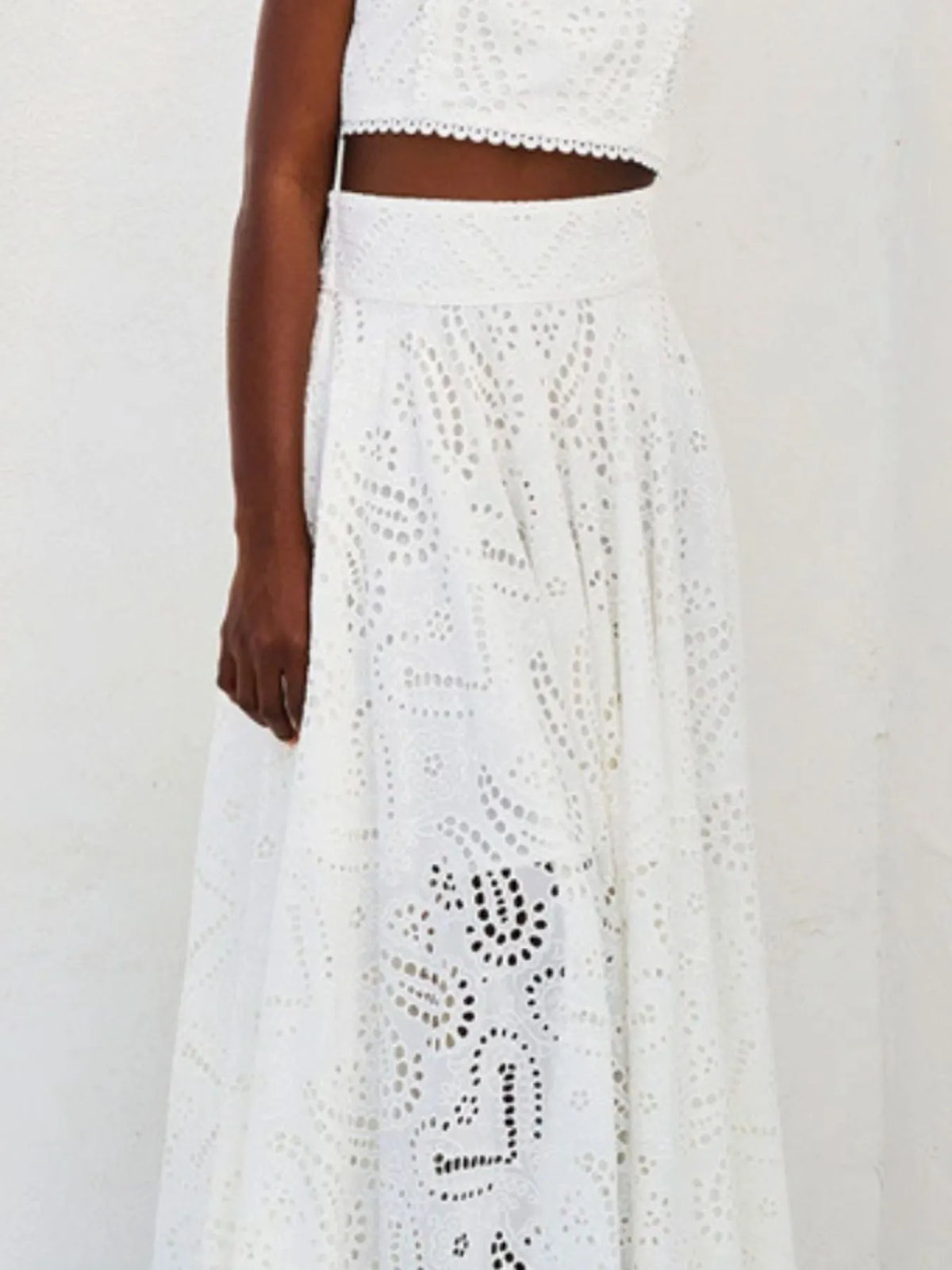Eyelet Lace Top Maxi Skirt Set (13)