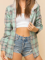 Hooded Plaid Button-up Shirt (11)