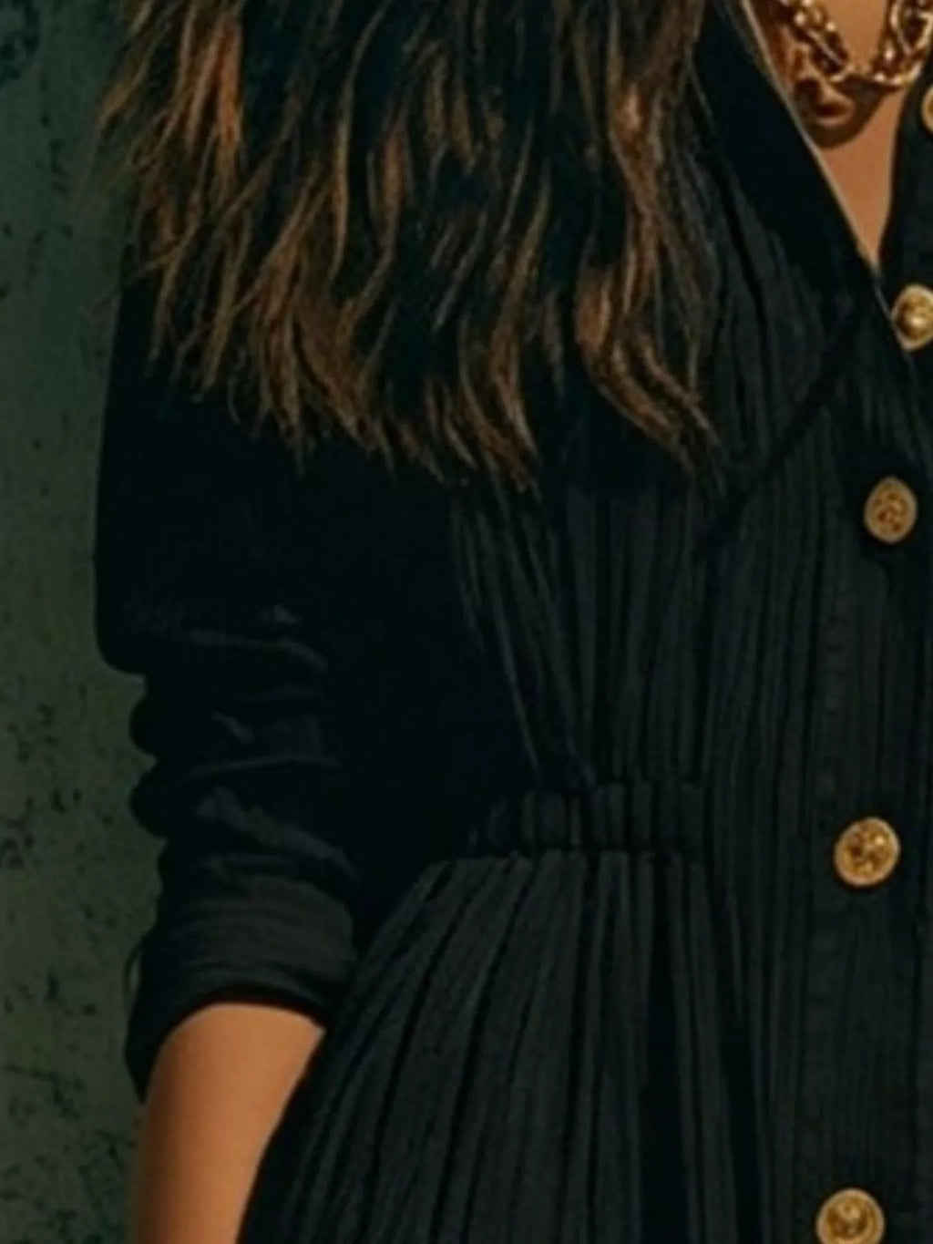 Full Size Textured Button Down Long Sleeve Maxi Dress Plus (4)