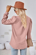 V-neck Puff Sleeve Blouse (27)
