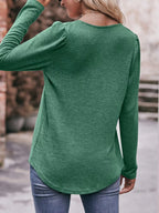 Pleated Square Neck Long Sleeve T-shirt (21)