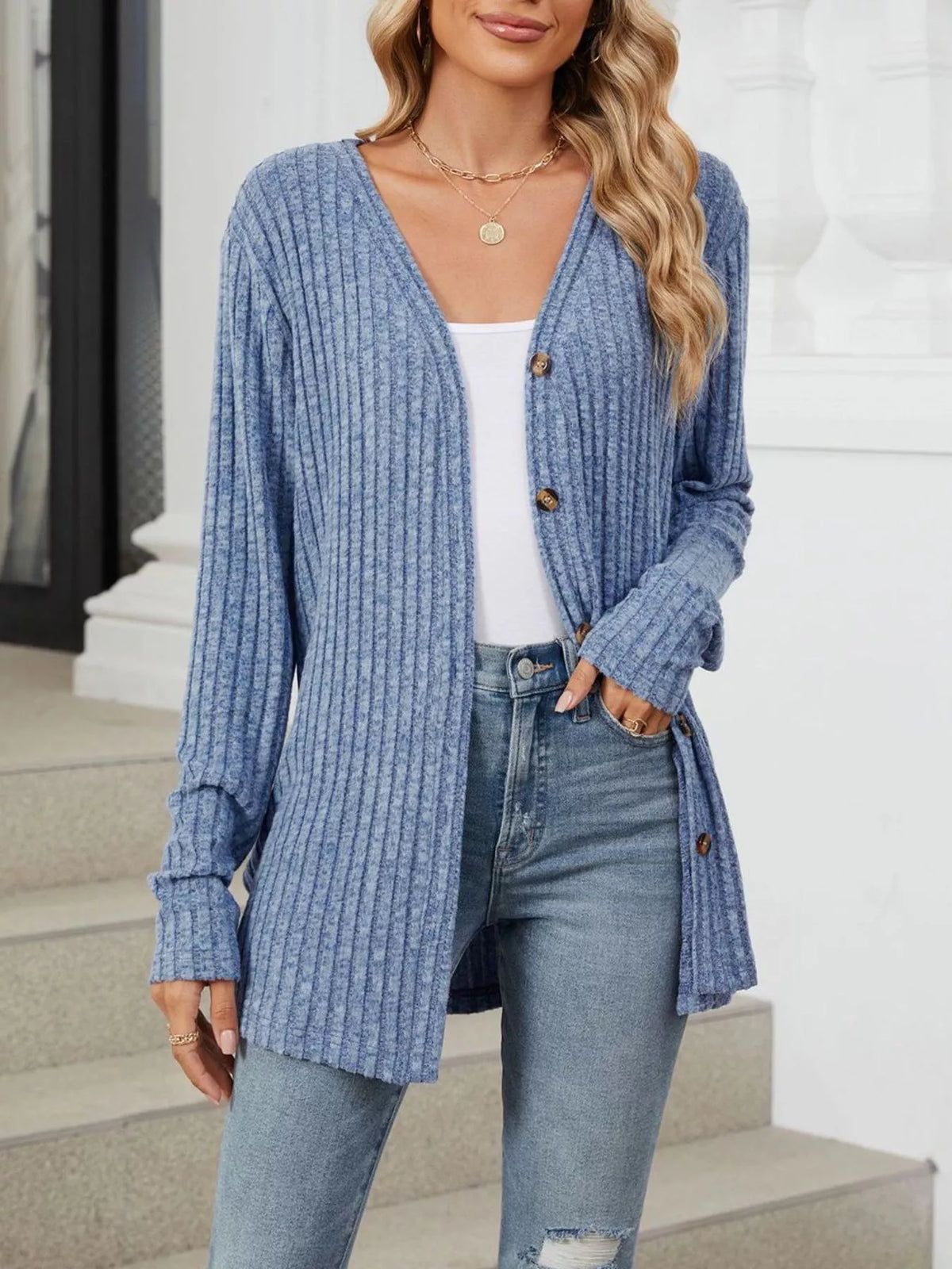 Ribbed Button-up Cardigan (5)