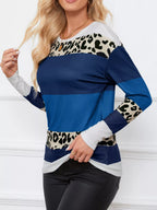 Leopard Block Striped Knit Top (2)