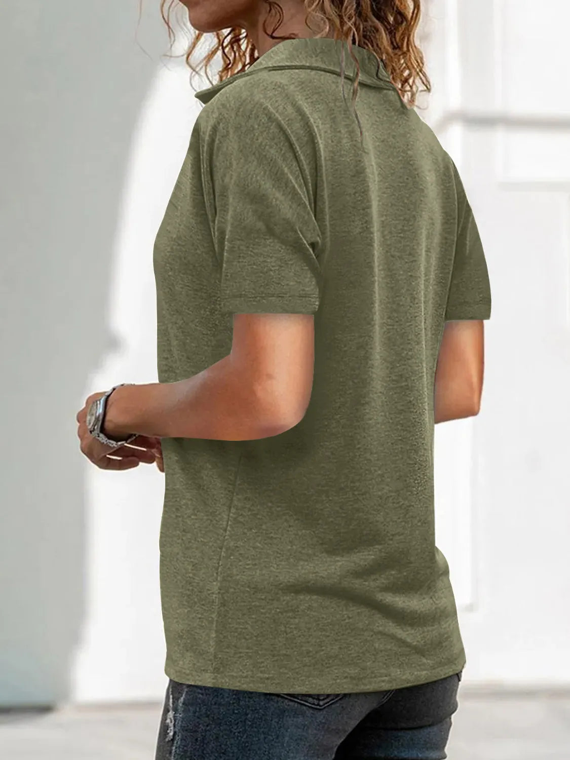 Zip Collar Short Sleeve Top (5)