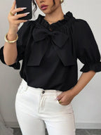 Bow Flounce Sleeve Blouse (8)