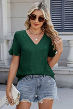 V-neck Short Sleeve Blouse (9)