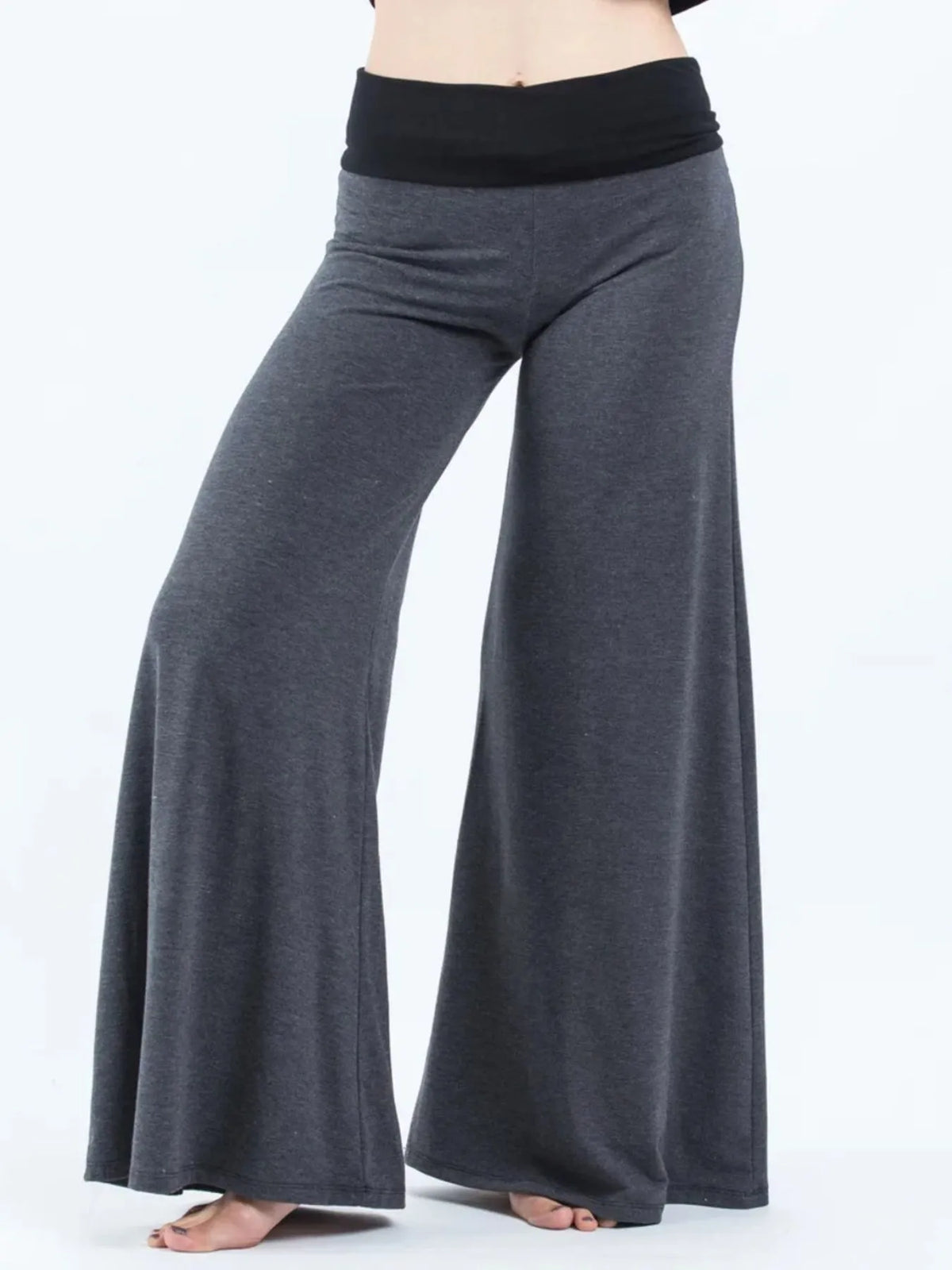 High Waisted Wide Leg Yoga Pants Contrast Waistband (4)