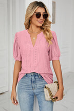 Eyelet Notched Short Sleeve T-shirt (17)