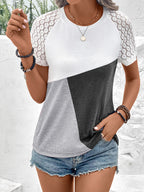 Block Raglan Sleeve Round Neck Tee (3)