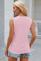 Eyelet V-neck Wide Strap Tank (16)