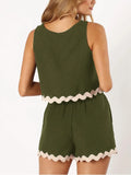 Contrast Trim Round Neck Top Shorts Set (5)