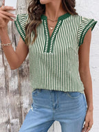 Striped Ruffle Sleeve Blouse (17)