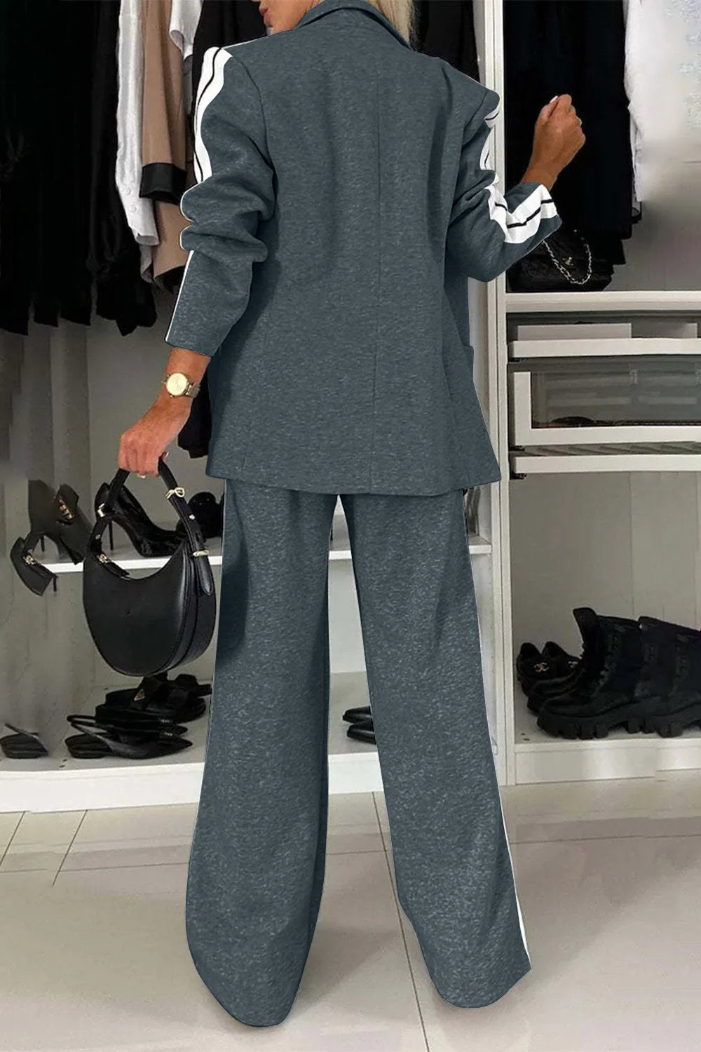 Full Size Contrast Lapel Collar Top Pants Set (16)