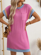 Round Neck Short Sleeve Mini Dress (20)