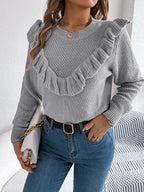 Ruffled Round Neck Long Sleeve Sweater (6)