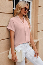 Notched Short Sleeve Blouse (7)