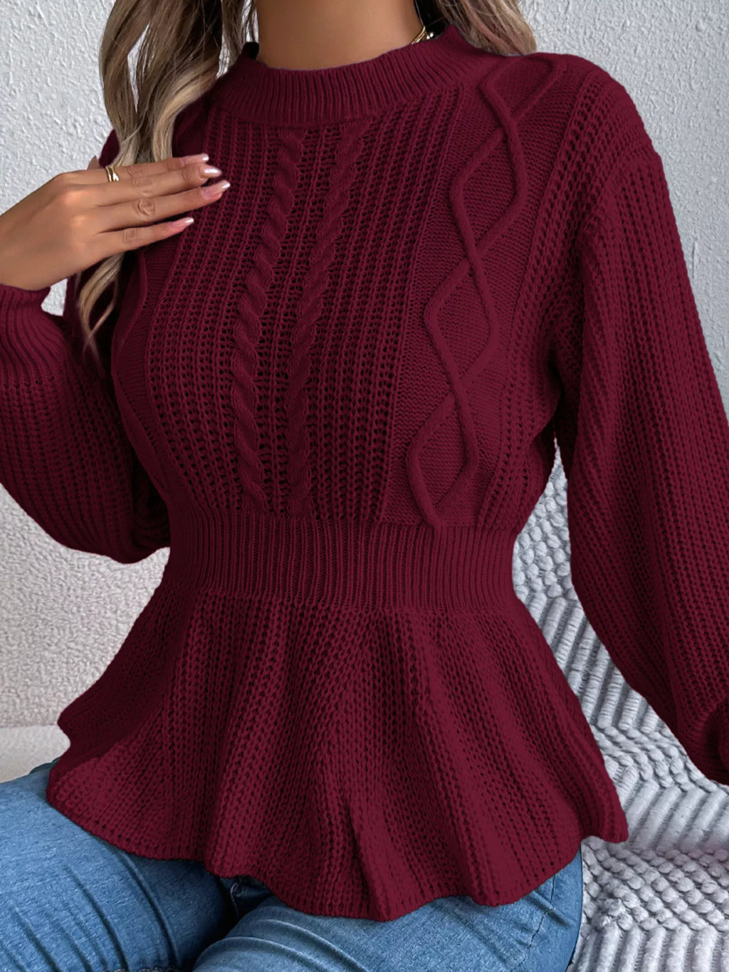 Cable Knit Peplum Sweater (16)