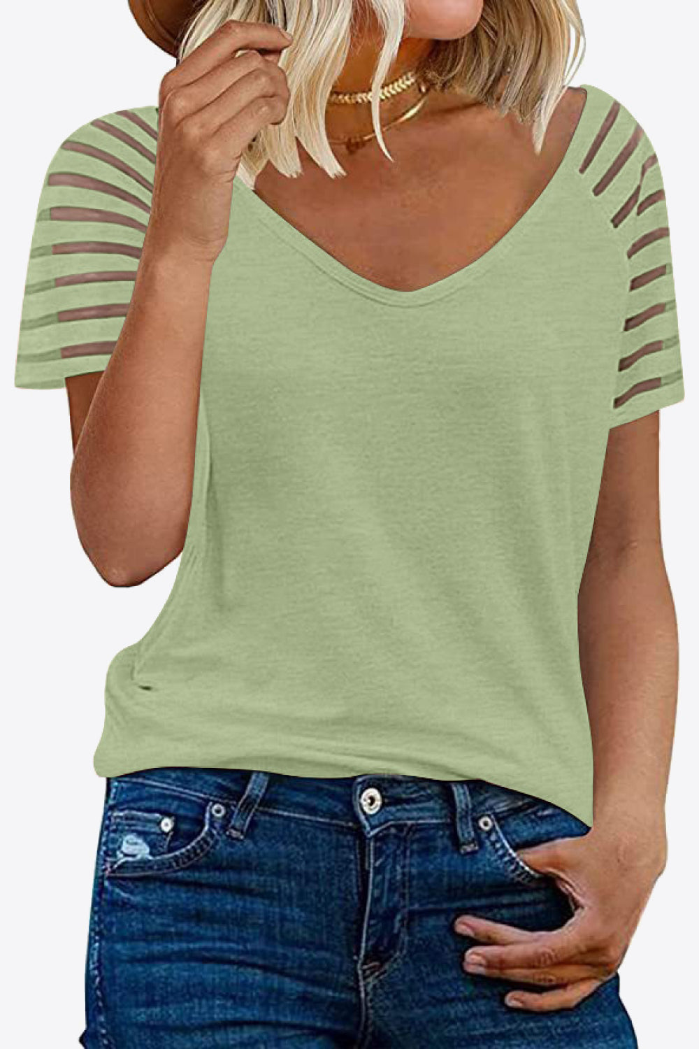 V-neck Raglan Sleeve Tee (7)