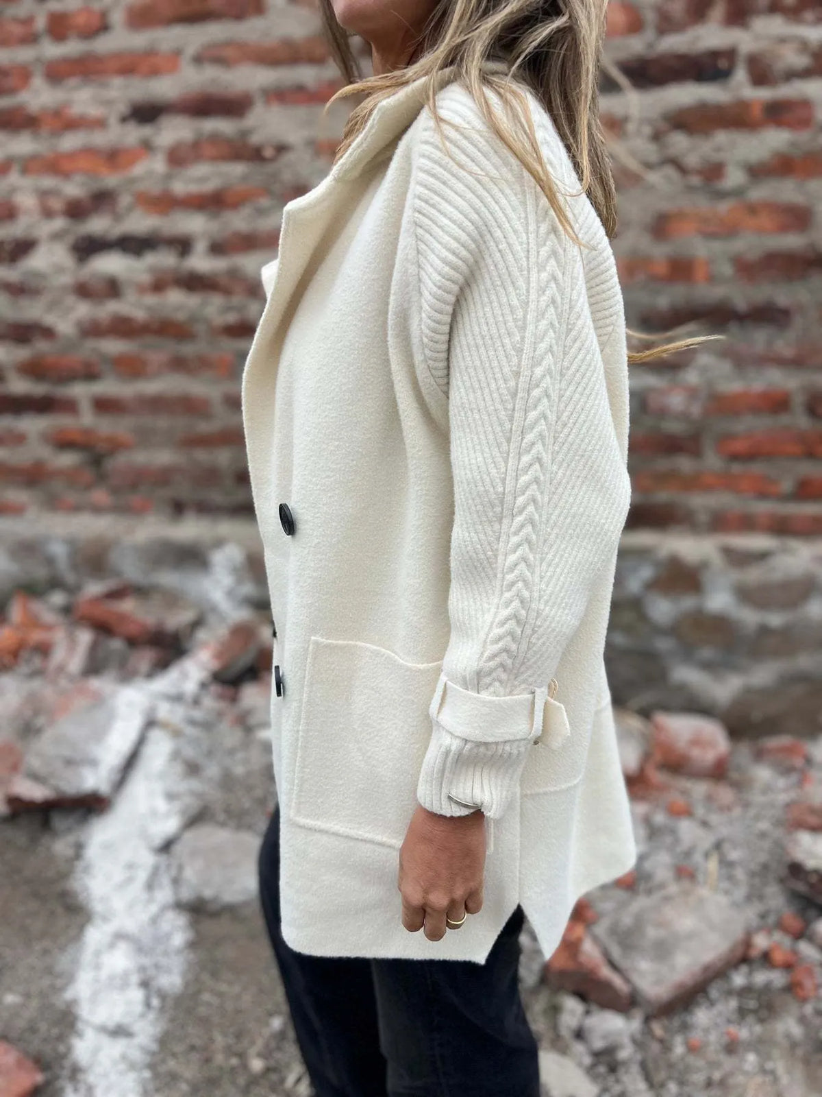 Full Size Texture Knit Longline Coat Plus (16)