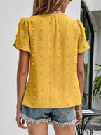 Swiss Dot Round Neck Petal Sleeve Top (15)