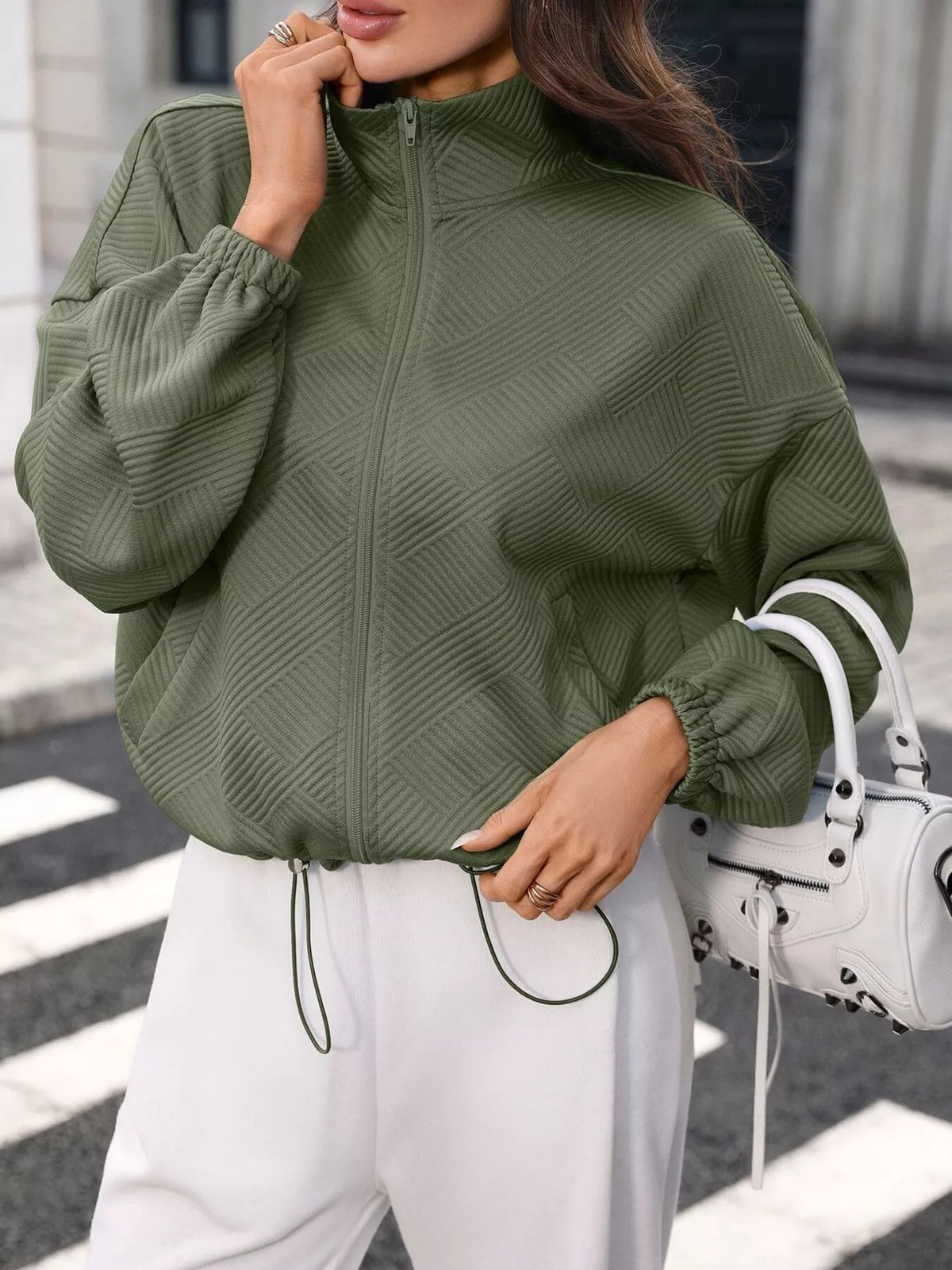 Textured Zip-up Casual Jacket (9)