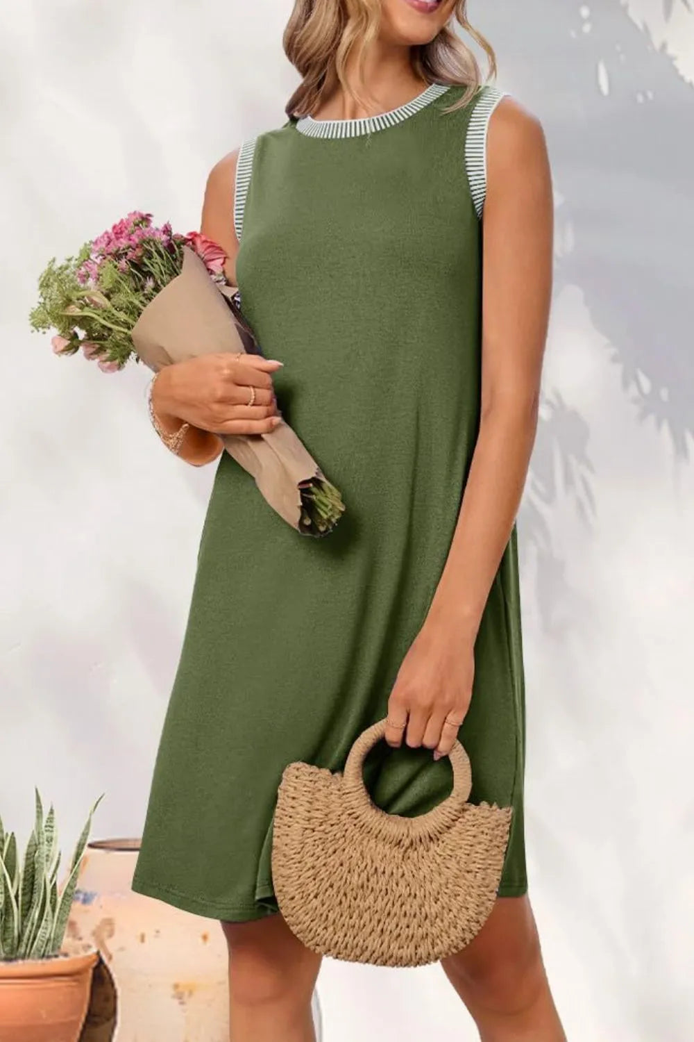 Round Neck Sleeveless Mini Tank Dress (4)