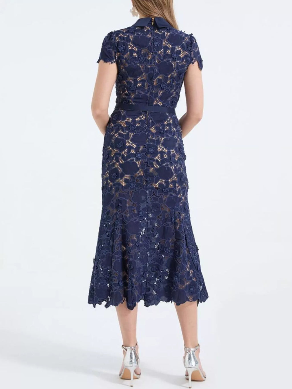 Floral Lace Short Sleeve Midi Dress (11)