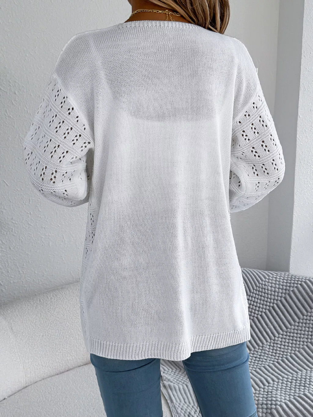 Open-front Crochet Knit Cardigan (2)