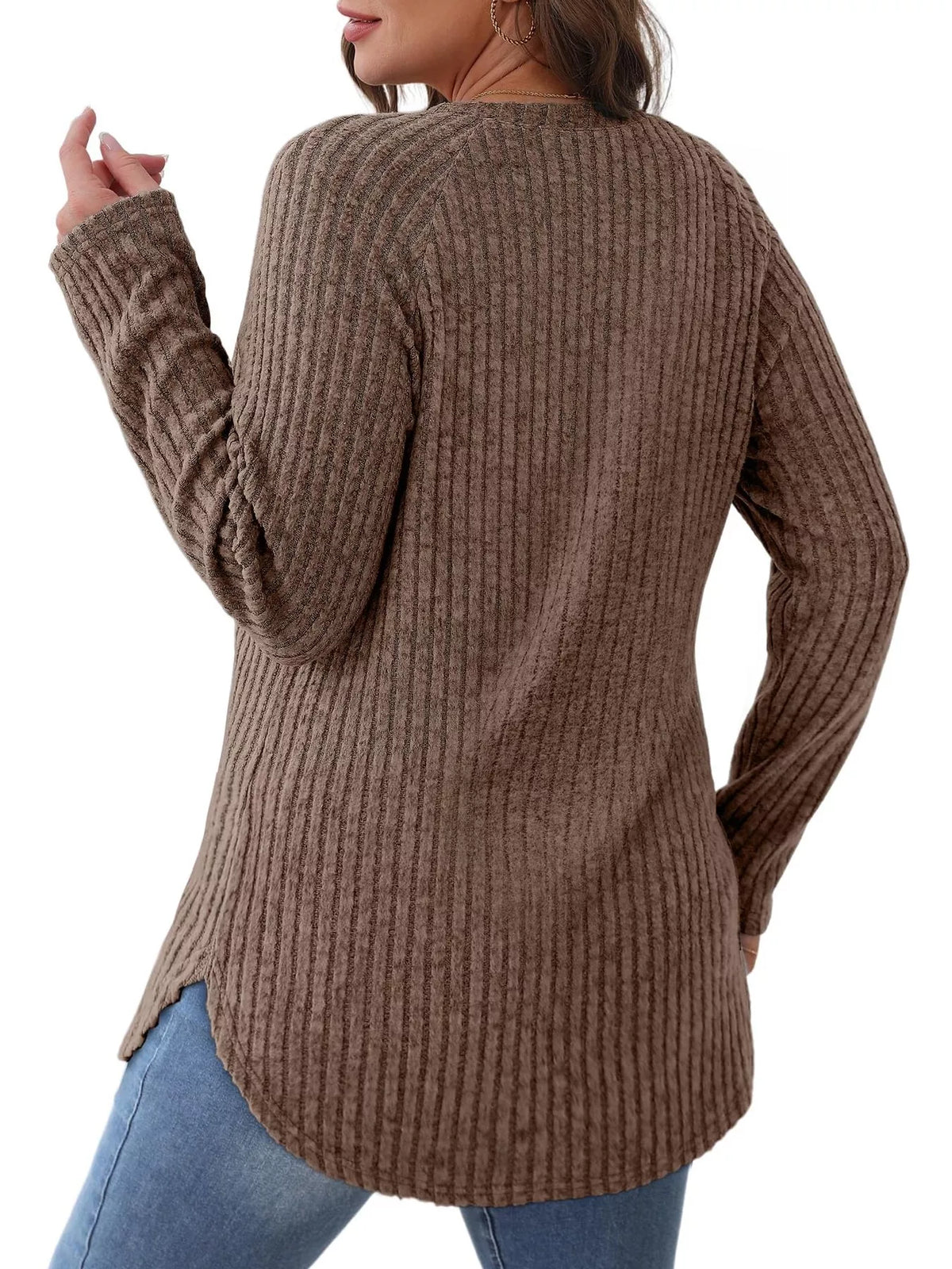 Ribbed Knit Long Sleeve T-shirt (22)