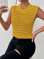 Hollow Out Round Neck Knit Tank (12)