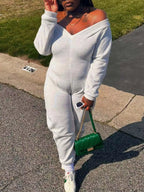 Off-shoulder Long Sleeve Casual Jumpsuit