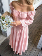 Tiered Balloon Sleeve Midi Dress (2)