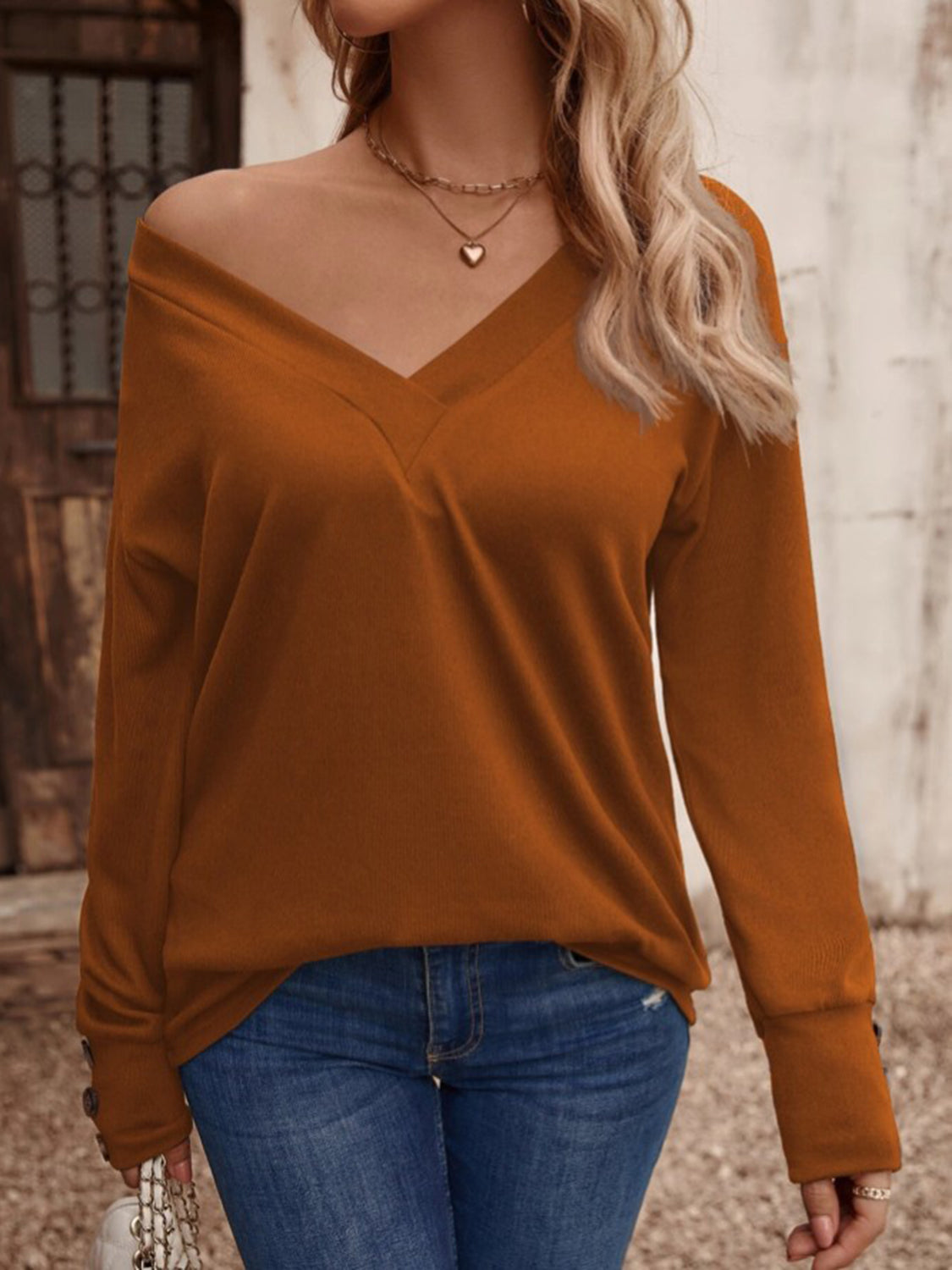 V-neck Long Sleeve Top (11)