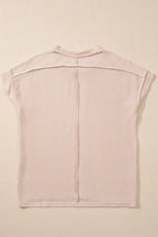 Casual Ribbed Short Sleeve Round Neck T-shirt (13)