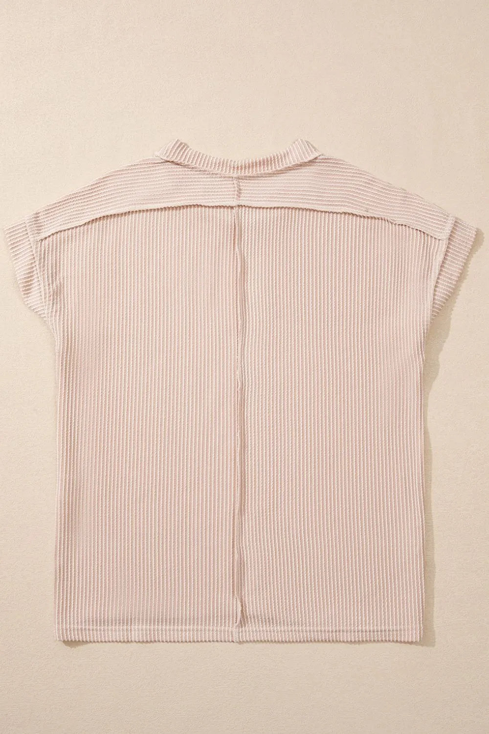 Casual Ribbed Short Sleeve Round Neck T-shirt (13)