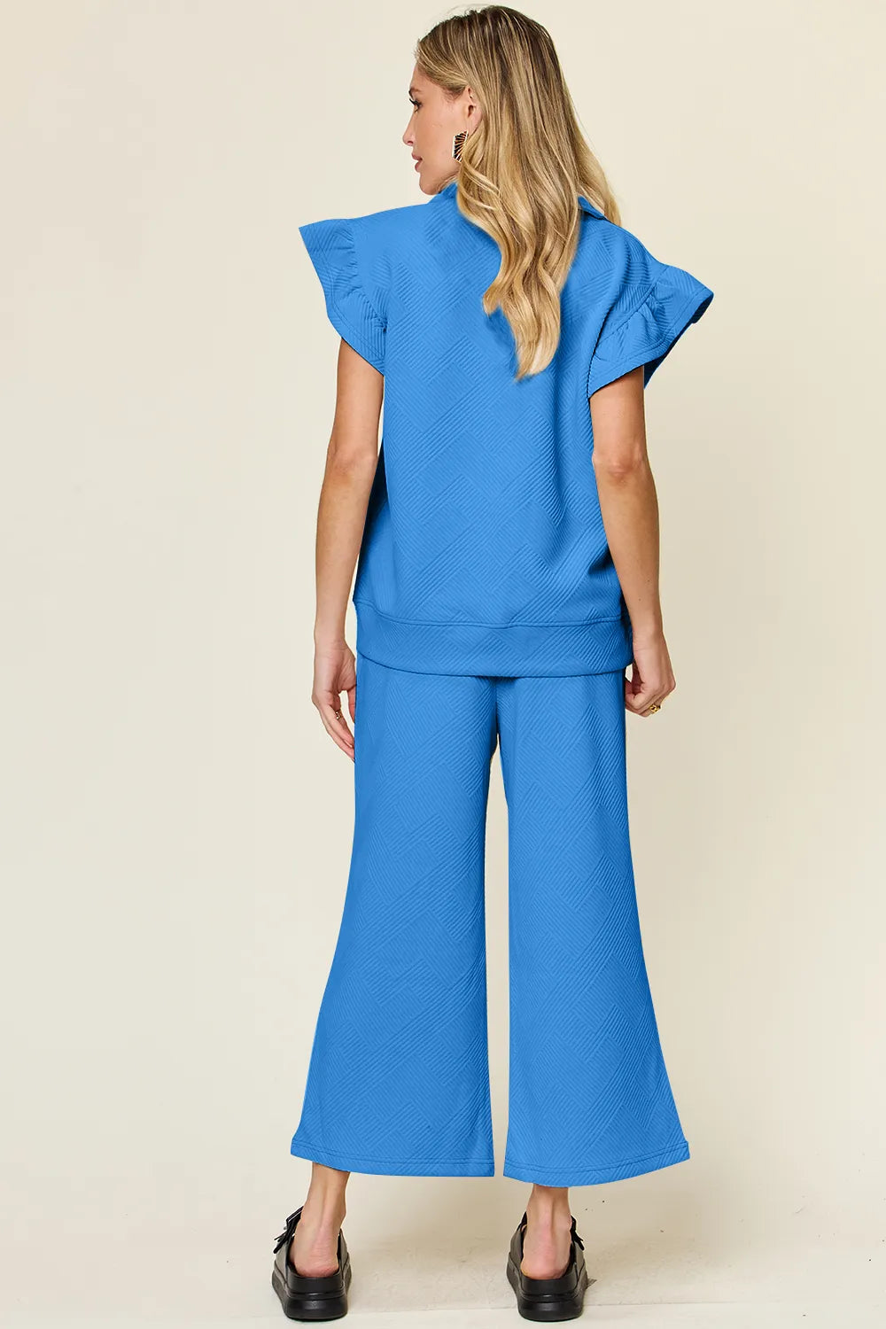 Ruffle Drawstring Wide Leg Set (3)