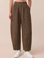 Gingham Wide-leg Casual Pants (11)