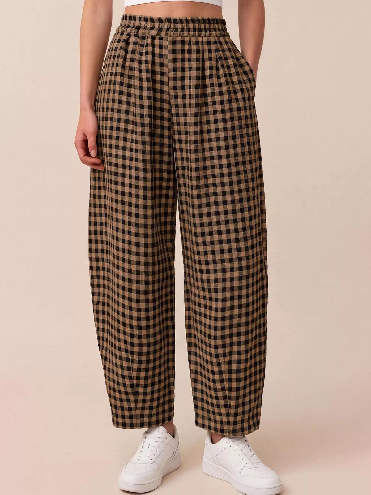 Gingham Wide-leg Casual Pants (11)