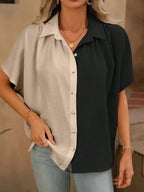 Contrast Collared Neck Short Sleeve Shirt (7)