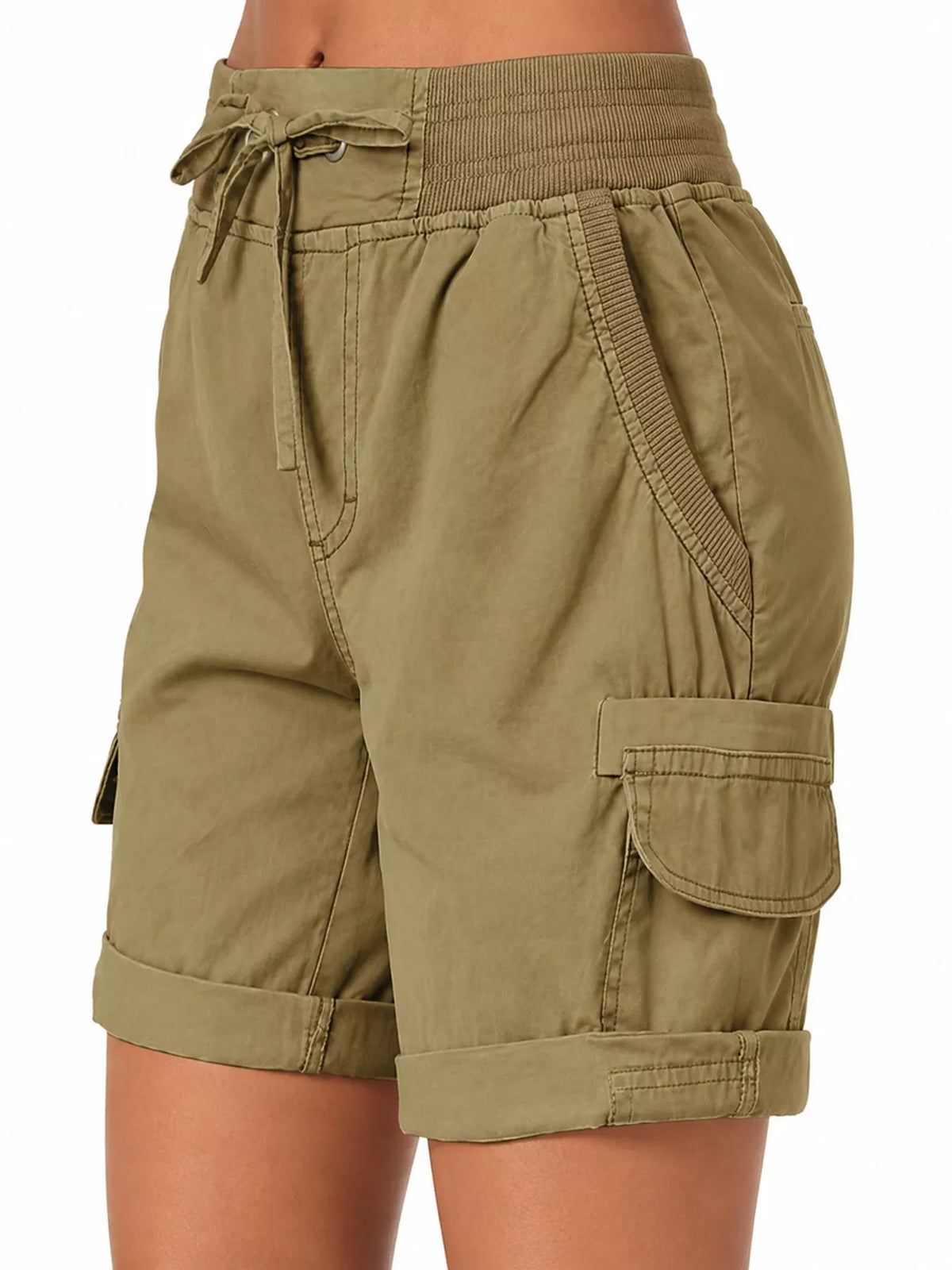 Full Size Drawstring Cargo Shorts Plus (49)