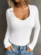 Ribbed Knit Long Sleeve Fitted T-shirt (16)
