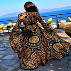 Vintage V-neck Pullover Print Dress photo 2
