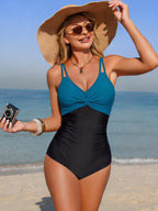 Twisted Front V-neck One-piece Swimsuit (14)