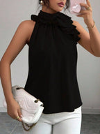 Ruffle High Neck Sleeveless Top (23)