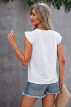 Ruffled Round Neck Cap Sleeve T-shirt (5)