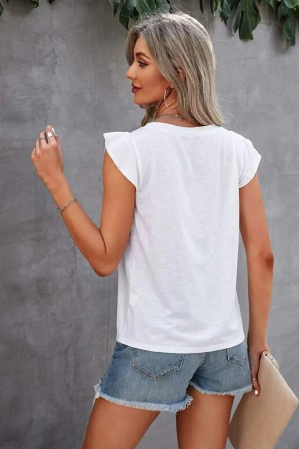 Ruffled Round Neck Cap Sleeve T-shirt (5)